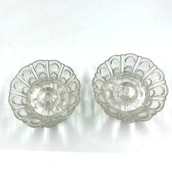 Vintage Clear Pressed Glass Bubble Candle Holders Textured 2 Piece Victorian - Picture 6 of 6